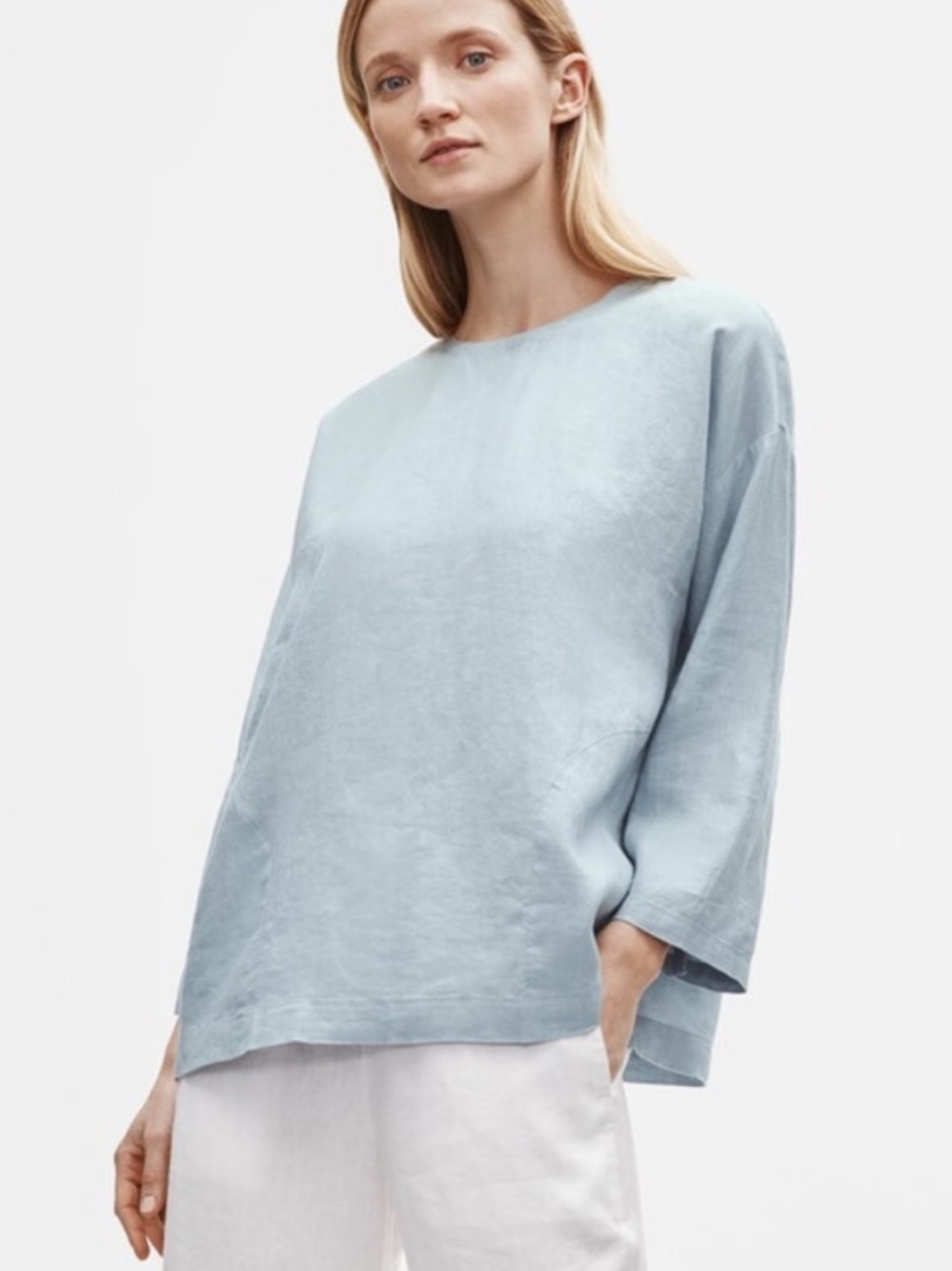 *NEW* Eileen Fisher Organic Handkerchief Linen Bateau Neck Box Top